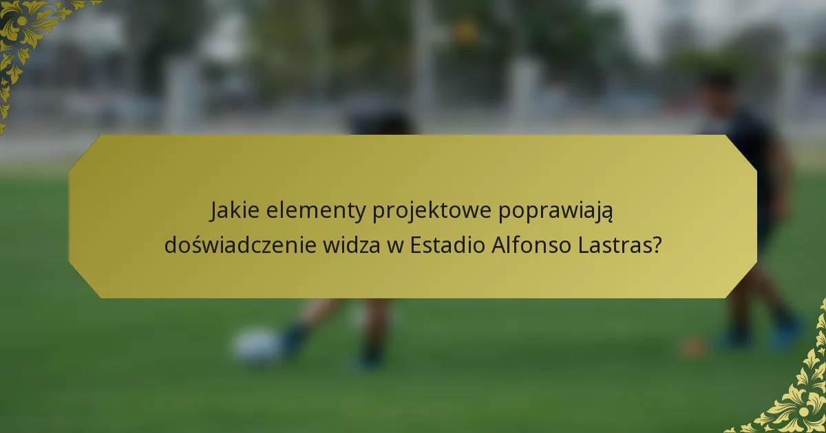 Jakie elementy projektowe poprawiają doświadczenie widza w Estadio Alfonso Lastras?